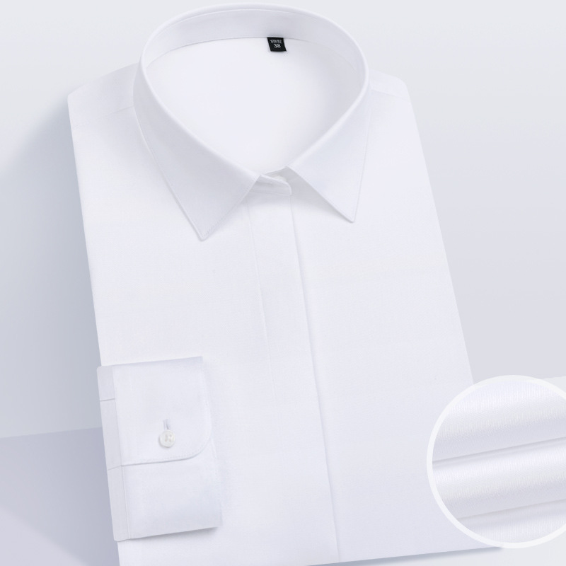 100% Long-Staple Cotton Shirt Business Office Personalized Men's White Short-Sleeved