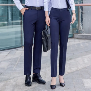 Bank Interviews Flat Front Style Professional Straight-Leg Work Trousers Business Formal Wear